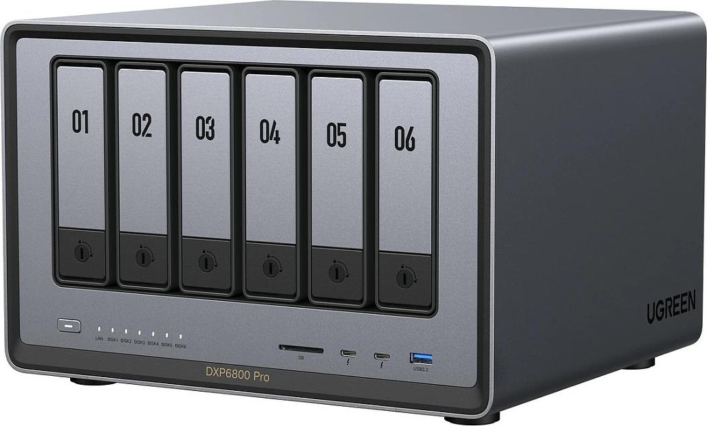 NAS sistem Ugreen DXP6800 Pro, 6-Bay, 2x 2.5GbE, 8GB DDR5, HDMI, gri