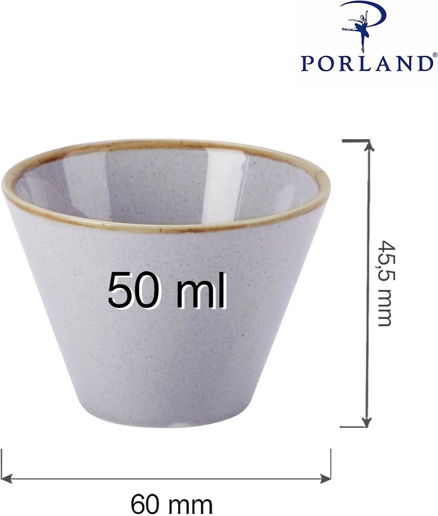 Tas konik Porland Seasons Ashen 50 ml Ø60 mm, gri e çelët, set 6 copë