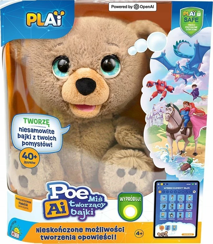 Lodër interaktive arush Cobi Poe AI SR-18723 20 cm me tinguj, kafe