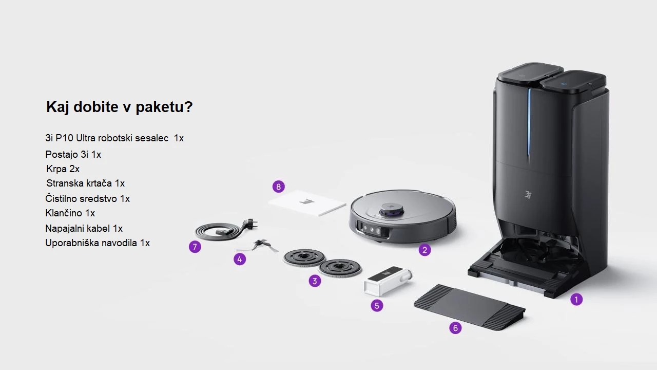 Robot fshesë me korrent 3i P10 Ultra 18000 Pa me stacion smart, e zezë