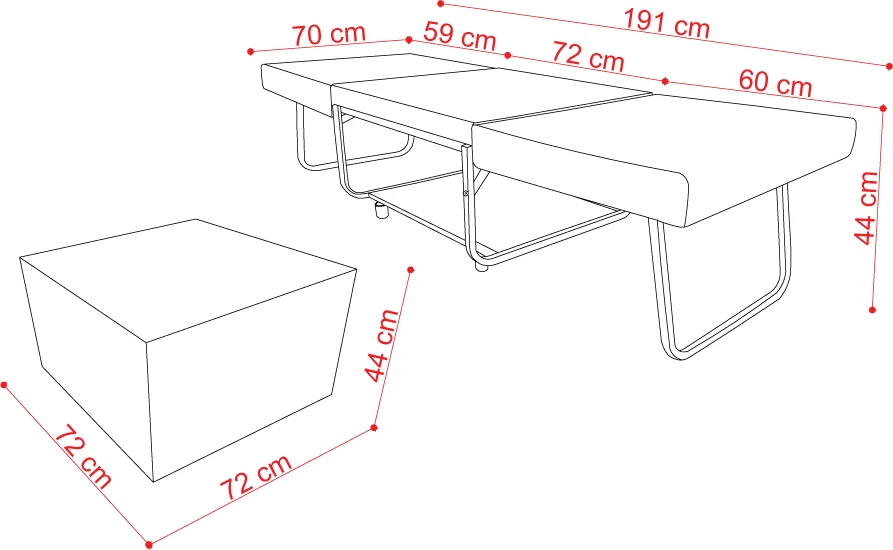 Pouf palosshëm, shtrat, ngjyrë gri e errët, 26-861, 70x72x43 cm
