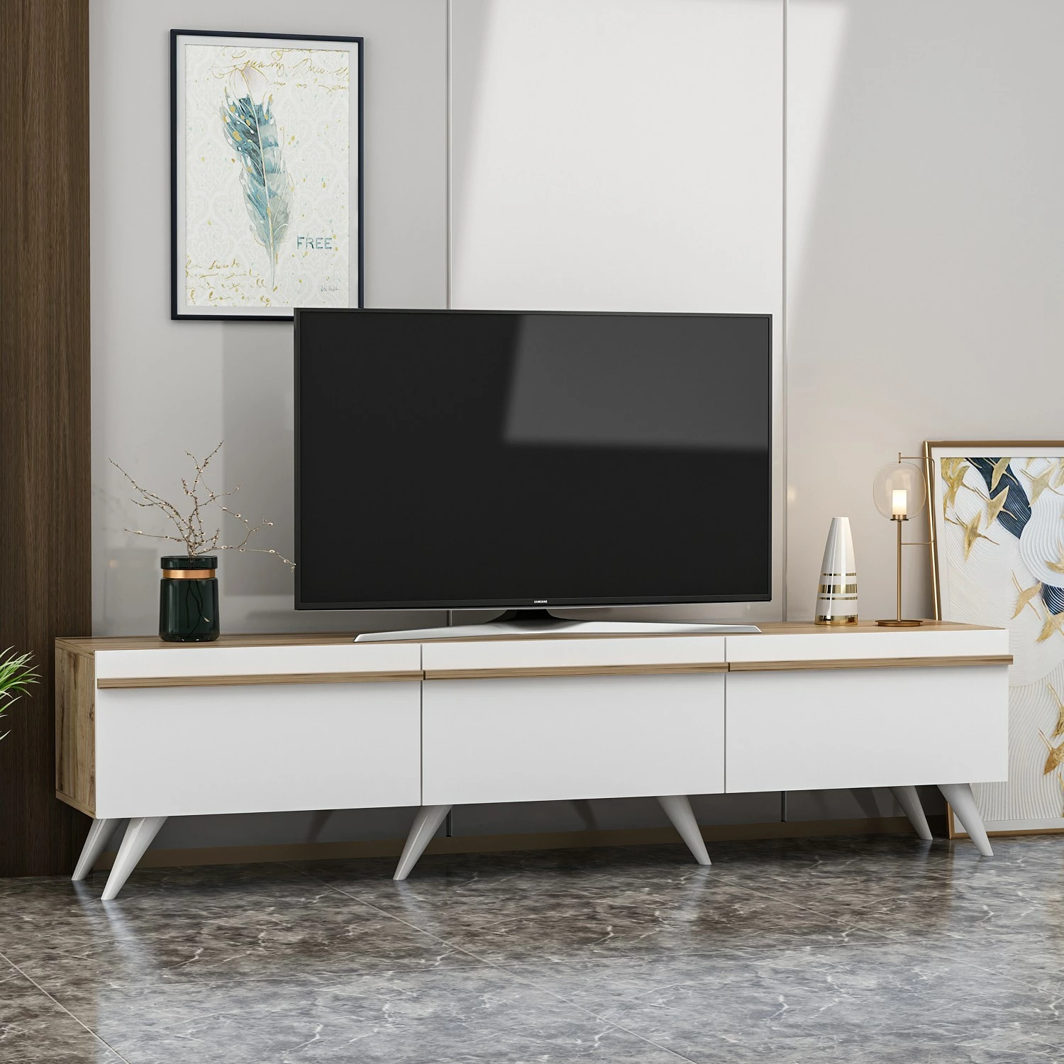 Komodë TV Hanah Home, Valentina, e bardhë
