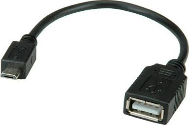 Kabllo OTG VALUE USB 2.0, USB-A (F) - Micro-USB B (M), 0.15 m, e zezë