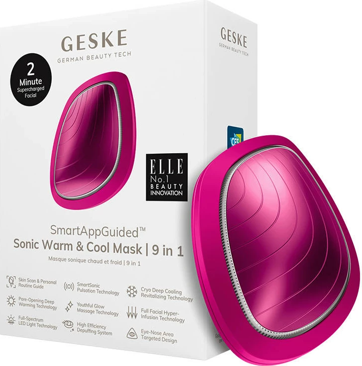 Masazhator fytyre Geske Sonic Warm & Cool Mask 9in1 me aplikacion, Magenta