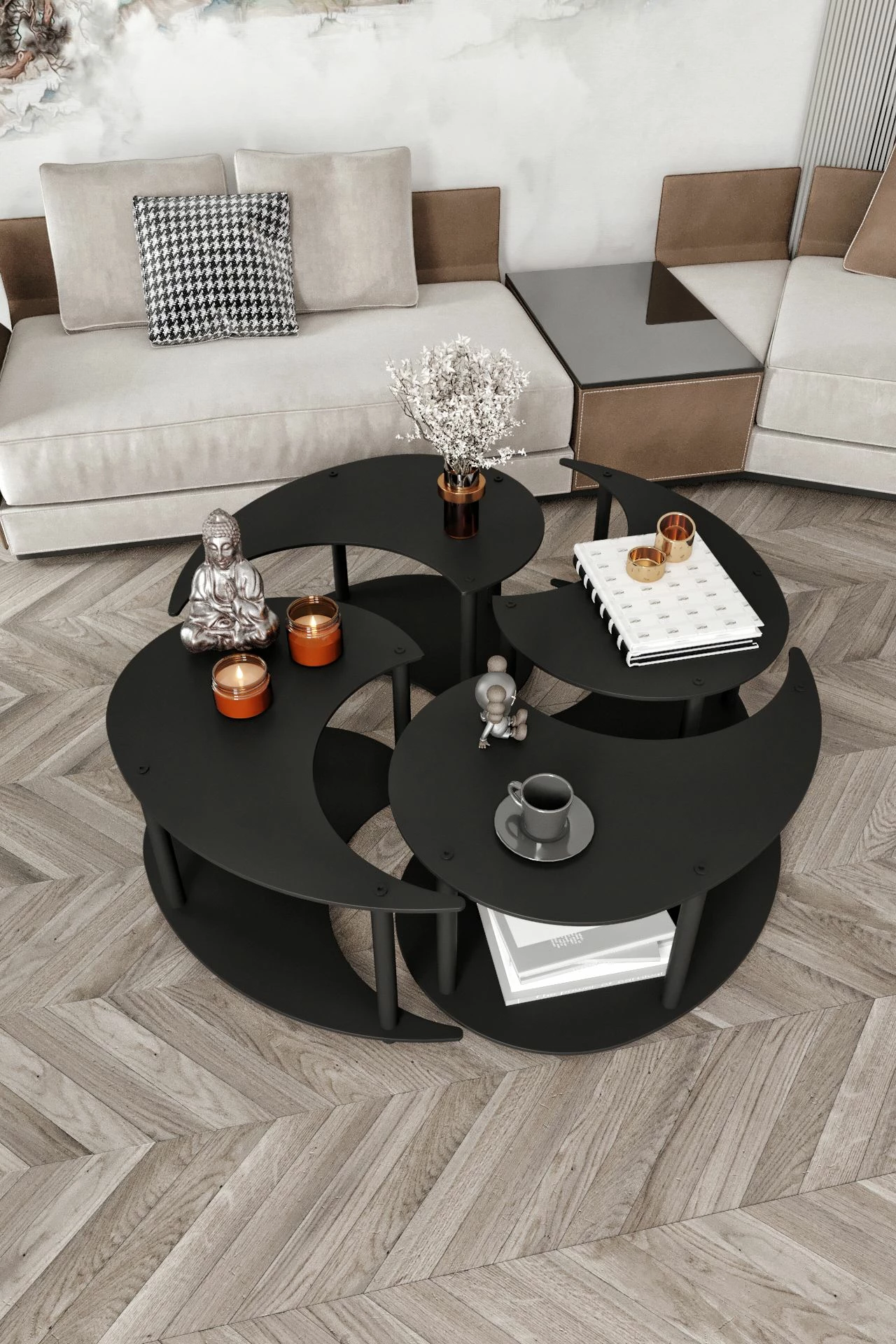 Set tavolinash kafeje Skye Decor, Yi Yang4L, 70, e zezë