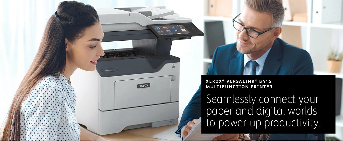 Printer multifunksional Xerox VersaLink B415DN, mono, USB/LAN, skanim/kopje/faks, duplex, gri/kaltër