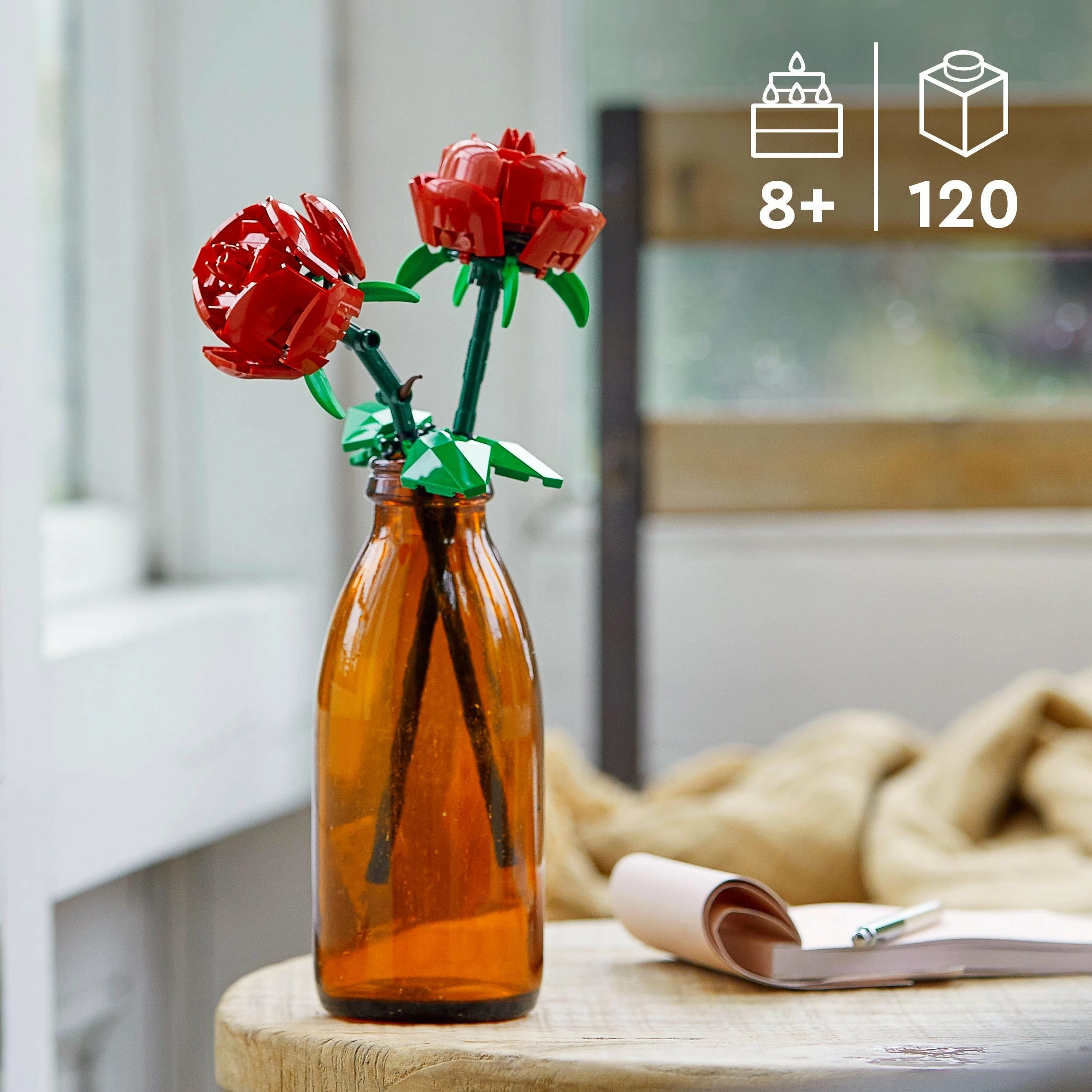Set ndërtimi LEGO Roses 40460, 120 copë, 8+ vjeç, 2 trëndafila, e kuqe/jeshile