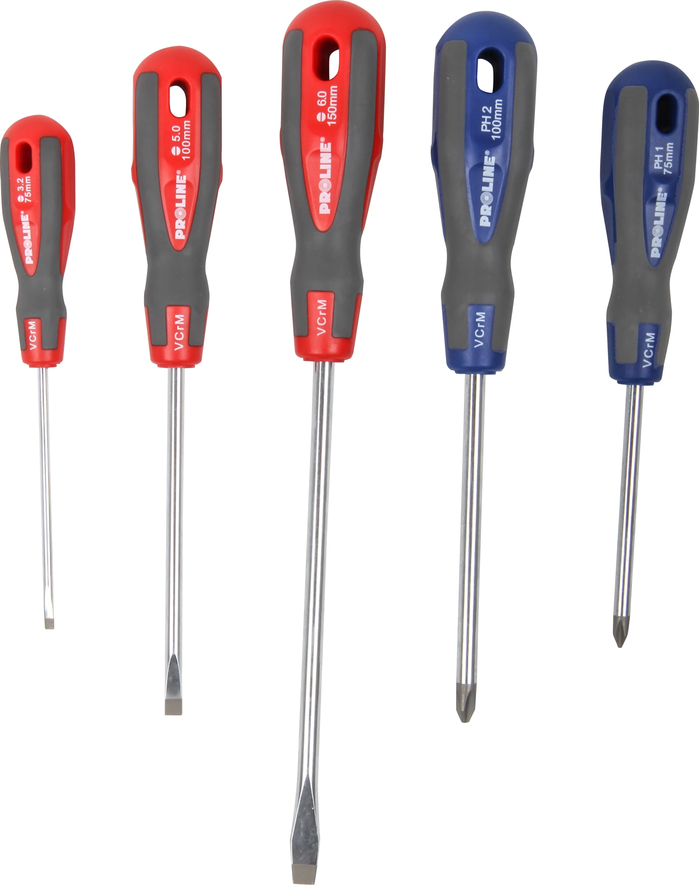 Set kaçavidash PROLINE 10208, 5 copë, PH1/PH2 + të rrafshëta 3.2x75 mm, 5x100 mm, 6x150 mm