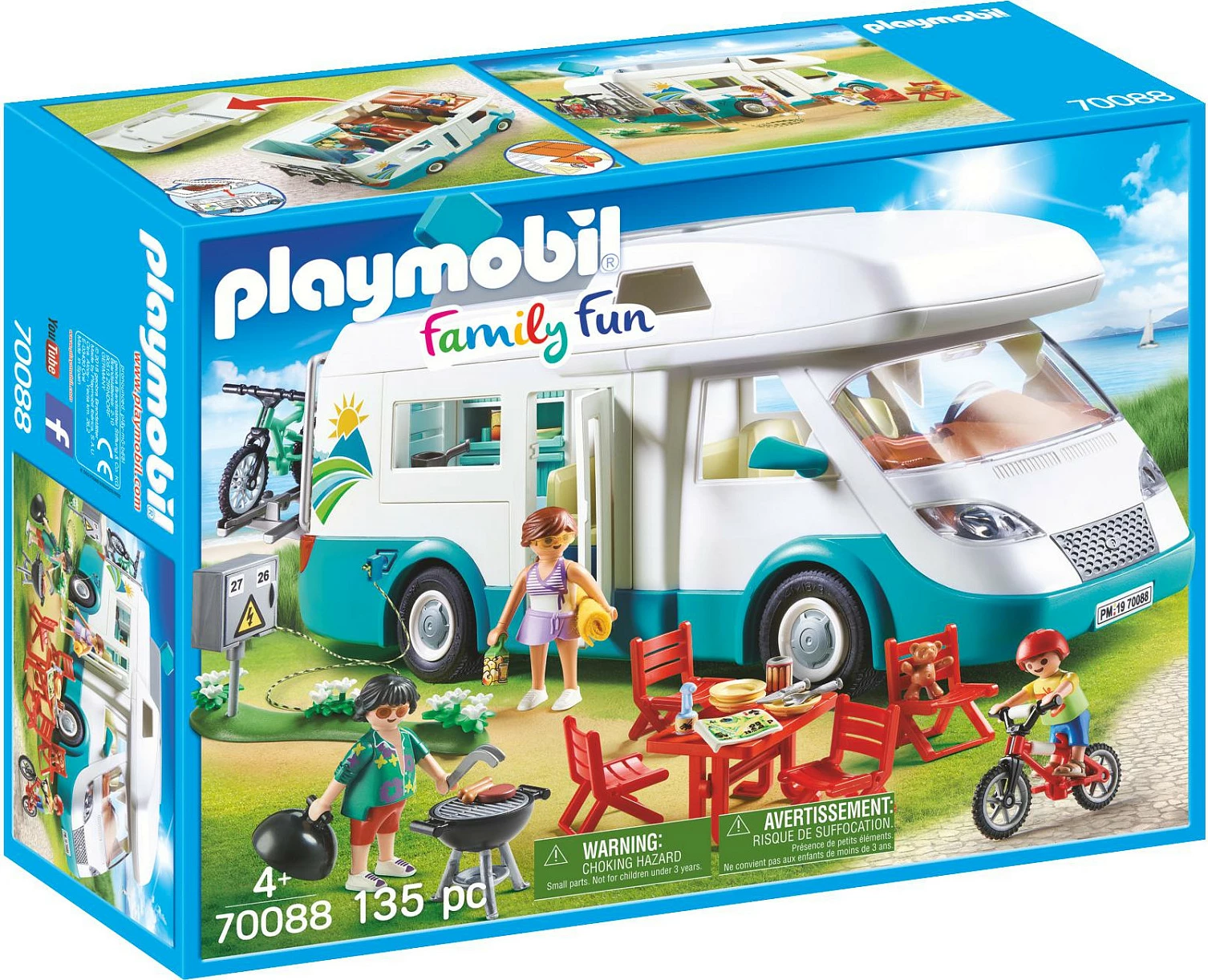 Set lodër Playmobil Family Fun 70088 Wohnmobil familjar, 58 pjesë, 4+, bardhë/tyrkiz
