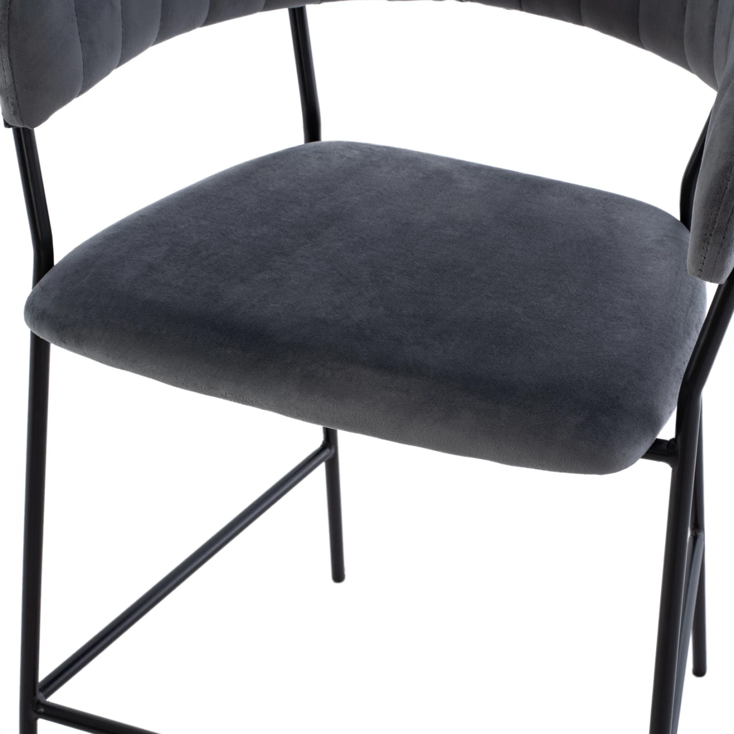 Karrige për bar, lartësi mesatare, ΗΜ8734.01, kadife gri me kornizë të zezë, 60x55x100 cm, set prej 2 copë