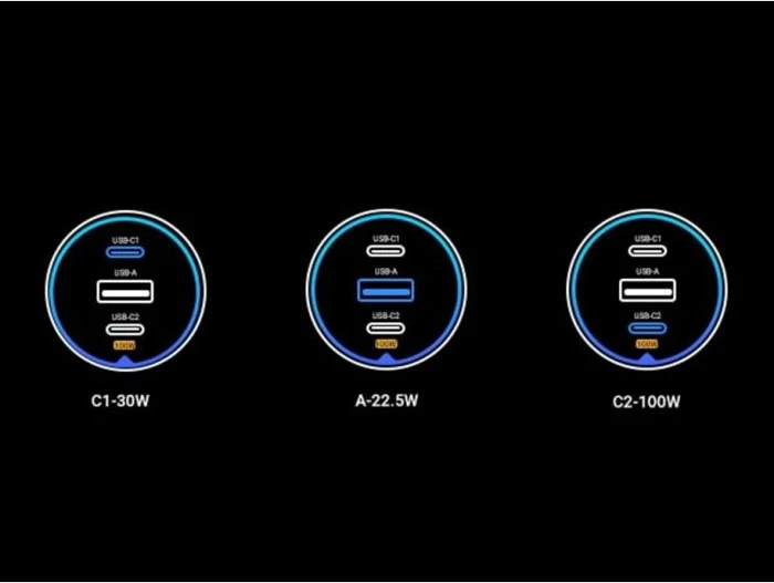 Karikues për veturë UGREEN 35025 130W 3-Port (2x USB-C, 1x USB-A) gri e errët
