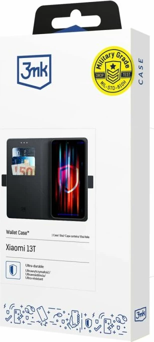 Kapak portofol për Xiaomi 13T 3mk, i zi