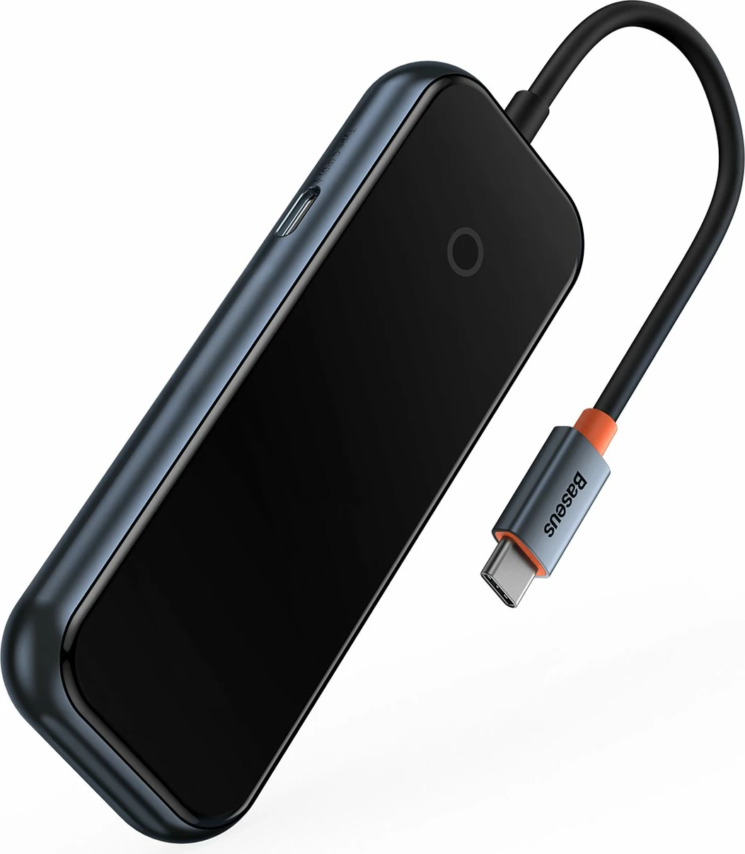 Kasë HUB Baseus AcmeJoy WKJZ010013, 4 porta, USB-C në 1x USB-C PD & Data / 3x USB3.0, Gri e errët