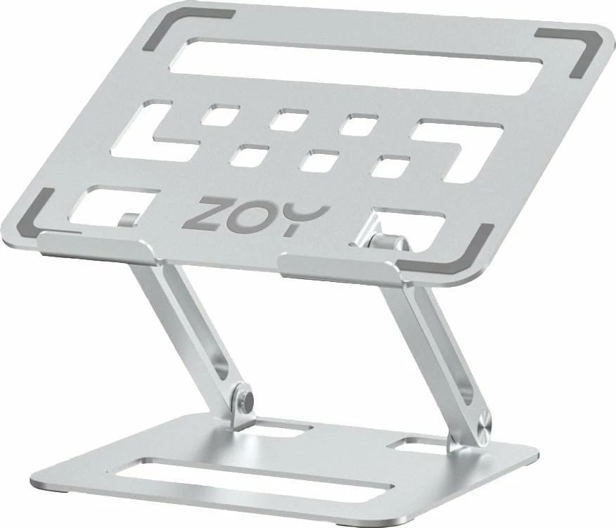 Mbajtës laptopi ZOY ZLS08 i rregullueshëm, i palosshëm, metal, deri 17", argjend