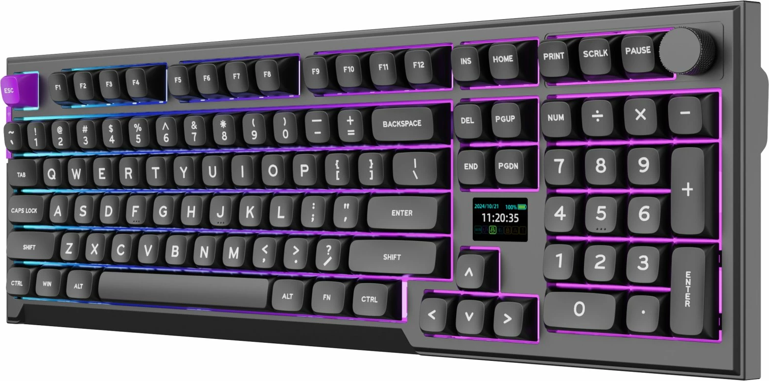 Tastierë mekanike PREYON Silent Claw PSCY105B, Gateron Yellow Pro, full-size 100%, RGB, wireless 2.4 GHz/Bluetooth/USB, e zezë