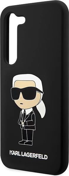 Mbështjellës celulari, Karl Lagerfeld, Liquid Silicone Ikonik Karl, për Samsung Galaxy S23+, hardcase silikon, i zi