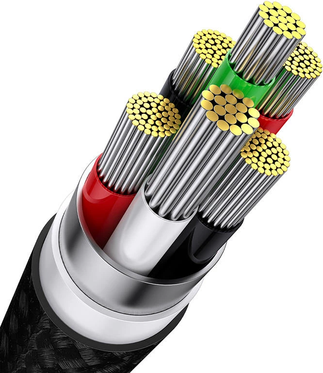 Kabllo 3-në-1 Baseus Flash Series, 1.2m, 100W, USB-C + micro USB + Lightning, e zezë