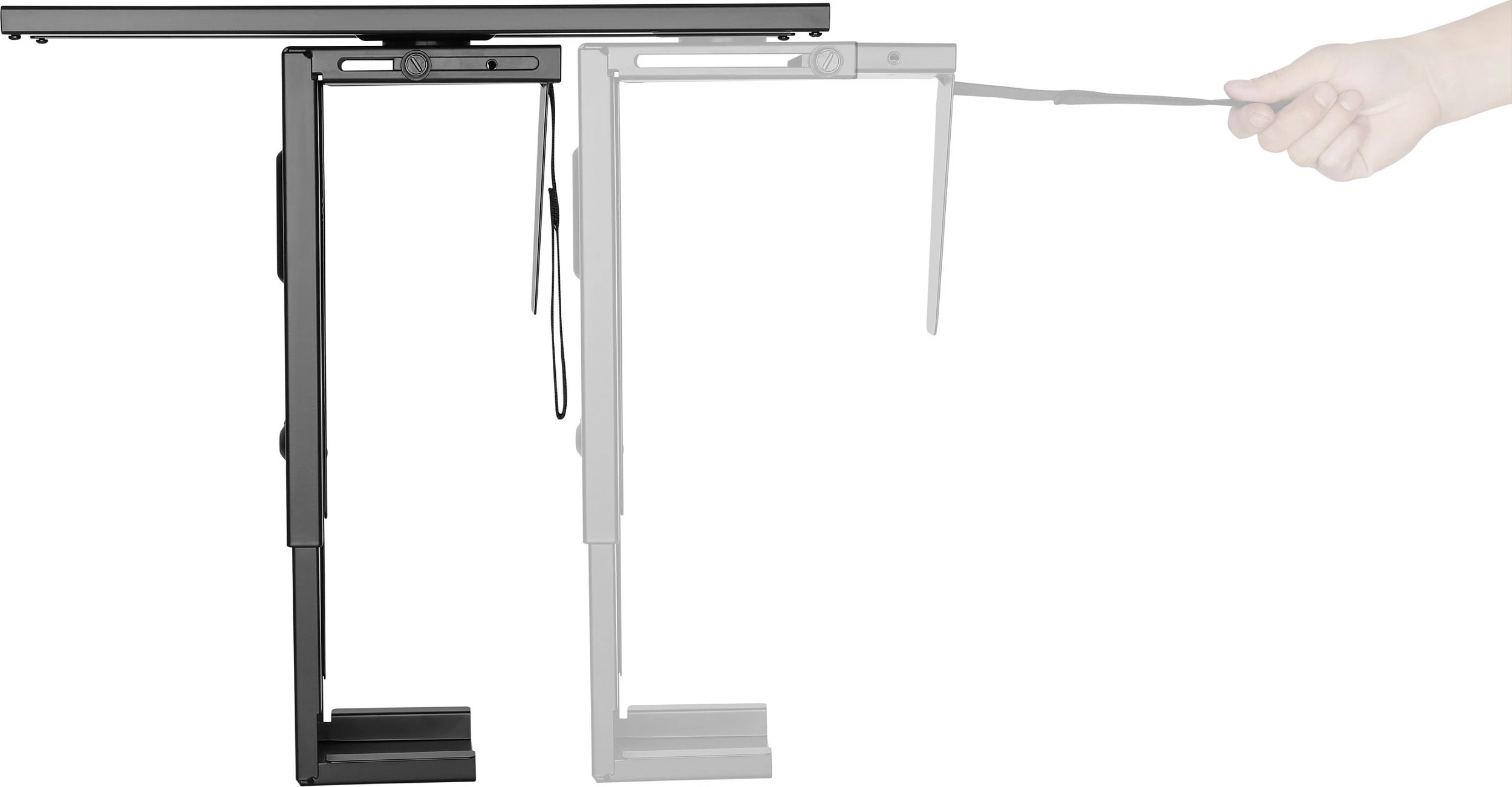 Mbajtës nën tavolinë për kasë PC EQUIP, 10 kg, rrotullim 180°, çelik, i zi