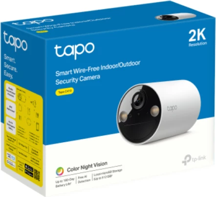 Kamerë sigurie Wi‑Fi e jashtme TP-LINK Tapo C410, 2K 3MP, bateri, IP65, microSD deri 512GB, e bardhë