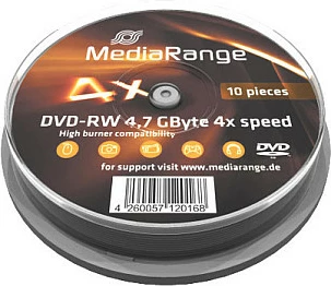 DVD-RW MediaRange MR450, 4.7GB, 4x, 10 copë (Cakebox)