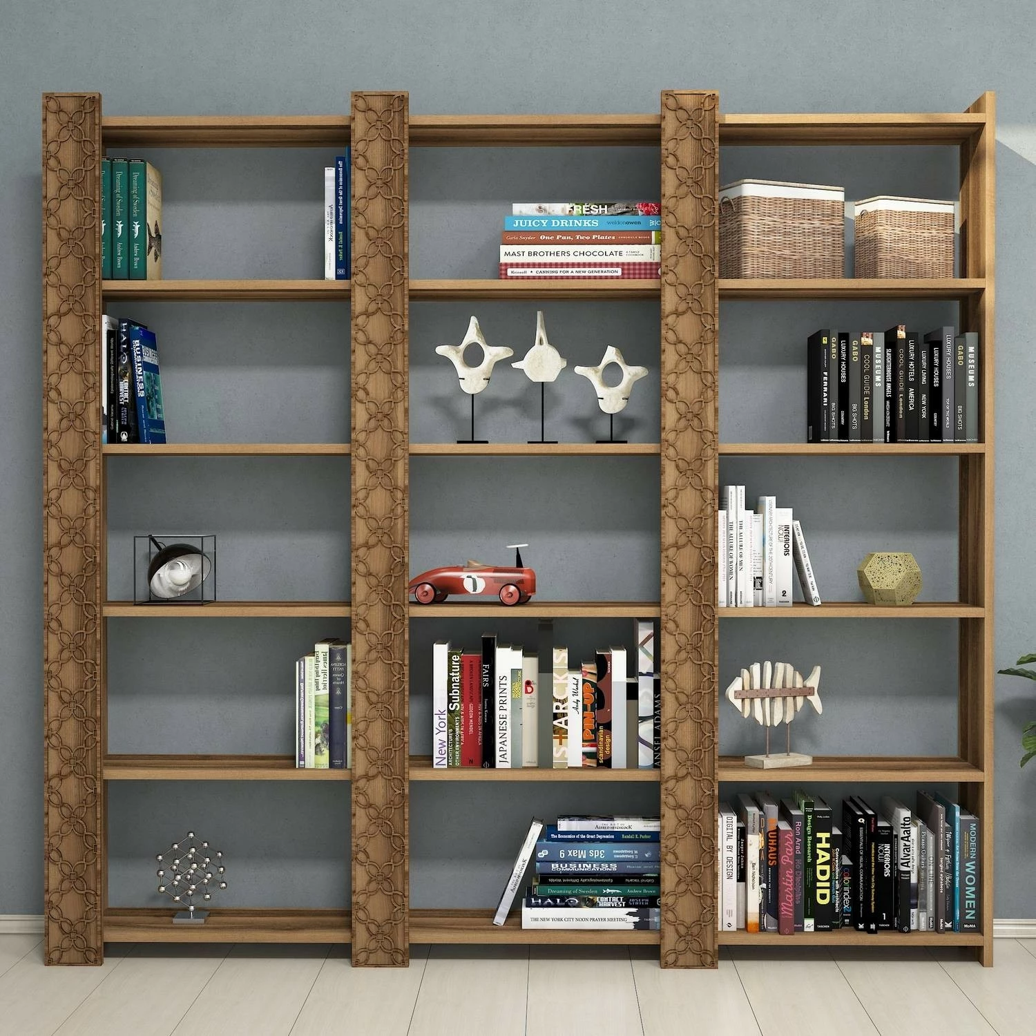 Raft librash Hanah Home, City 3, ngjyrë arre, 3 pjesë