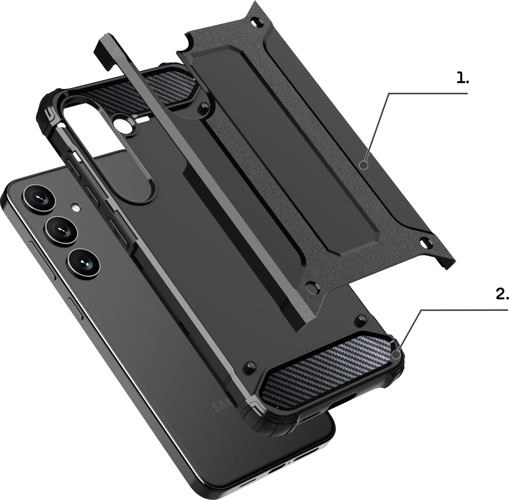 Mbështjellës Hurtel Hybrid Armor për Samsung Galaxy S24+, i zi