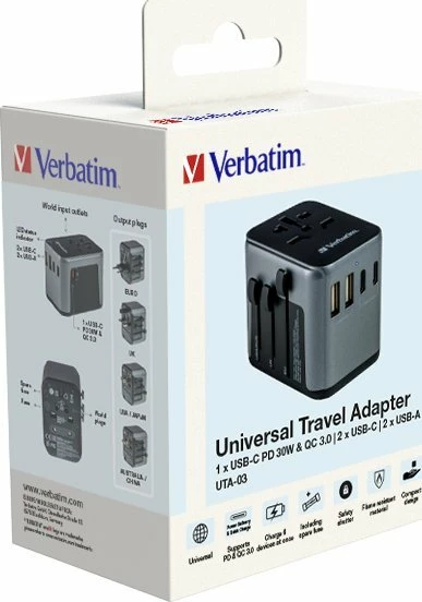 Adapter udhëtimi universal Verbatim UTA-03 Global 49545, i zi