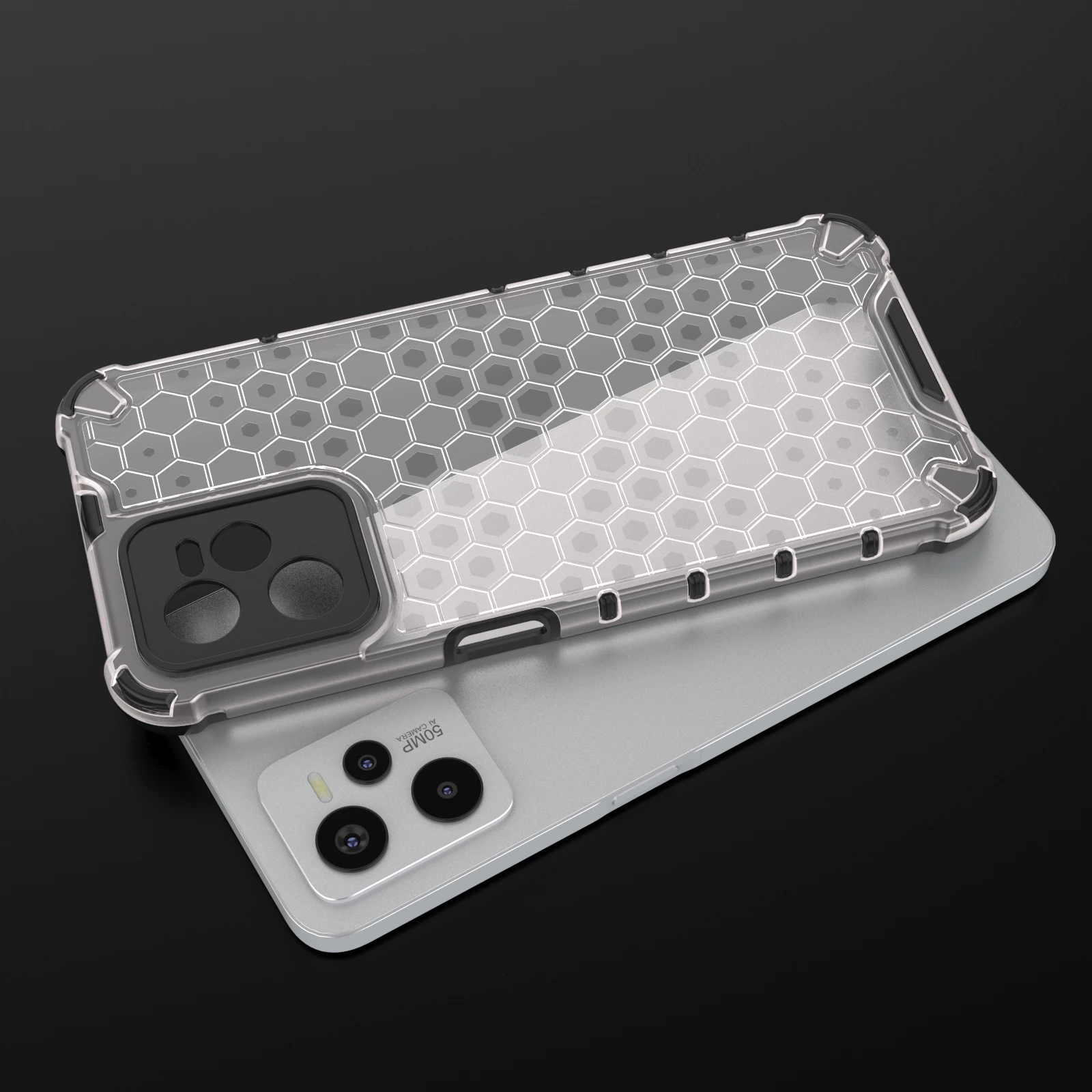 Mbështjellës Hurtel Honeycomb për Realme C35, Transparent