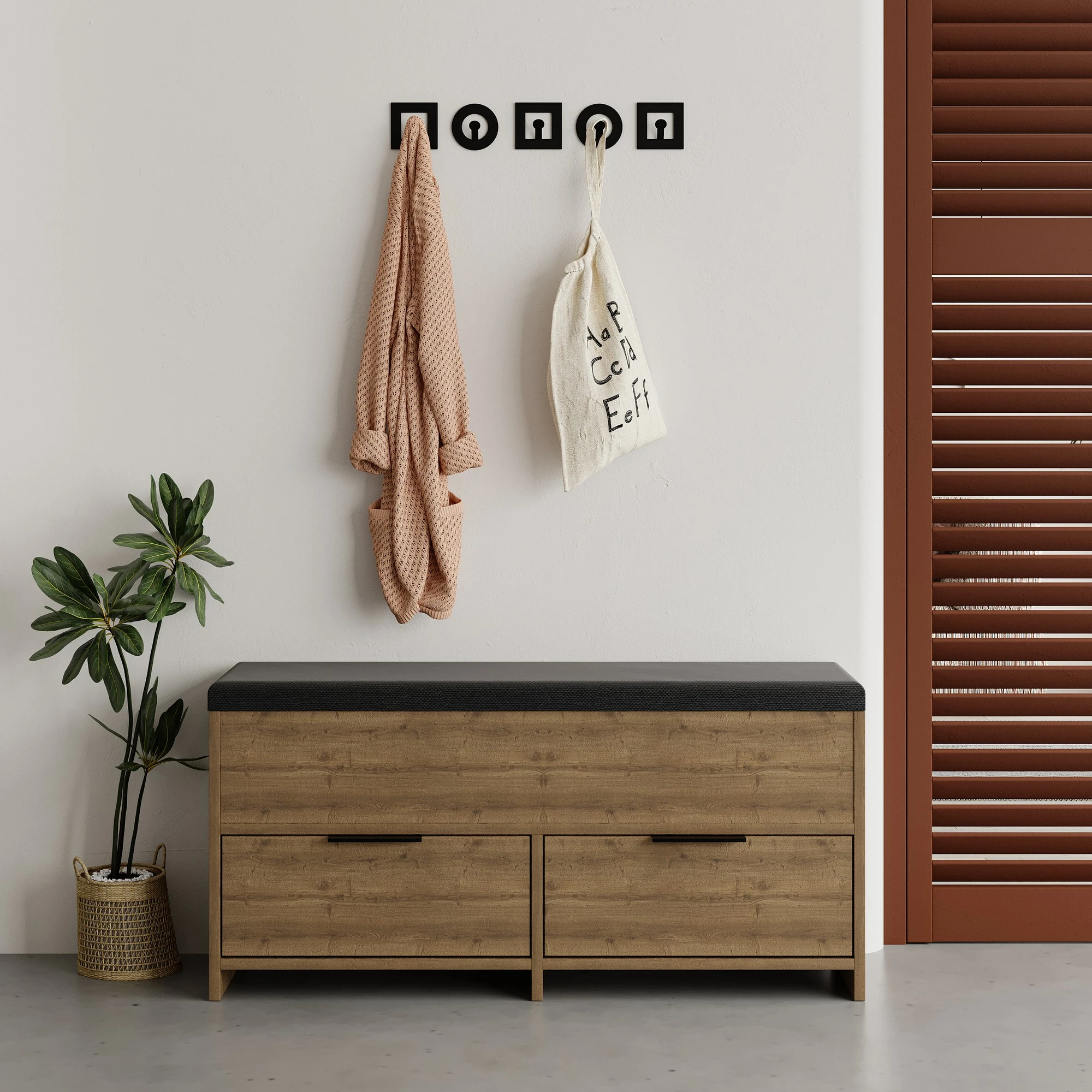 Dollap për këpucë me ulëse Skye Decor, ngjyrë Hitit