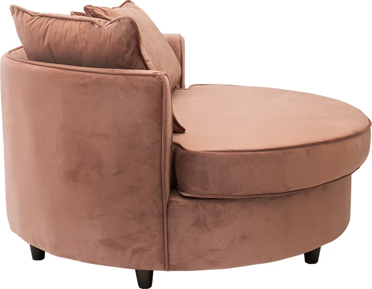 Fotel-sofë rrethore, kadife, ngjyrë mollë e kalbur, 123x120x85cm