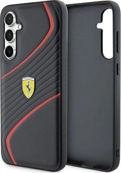 Mbështjellës Ferrari Twist Metal Logo për Samsung Galaxy S23 FE, i zi