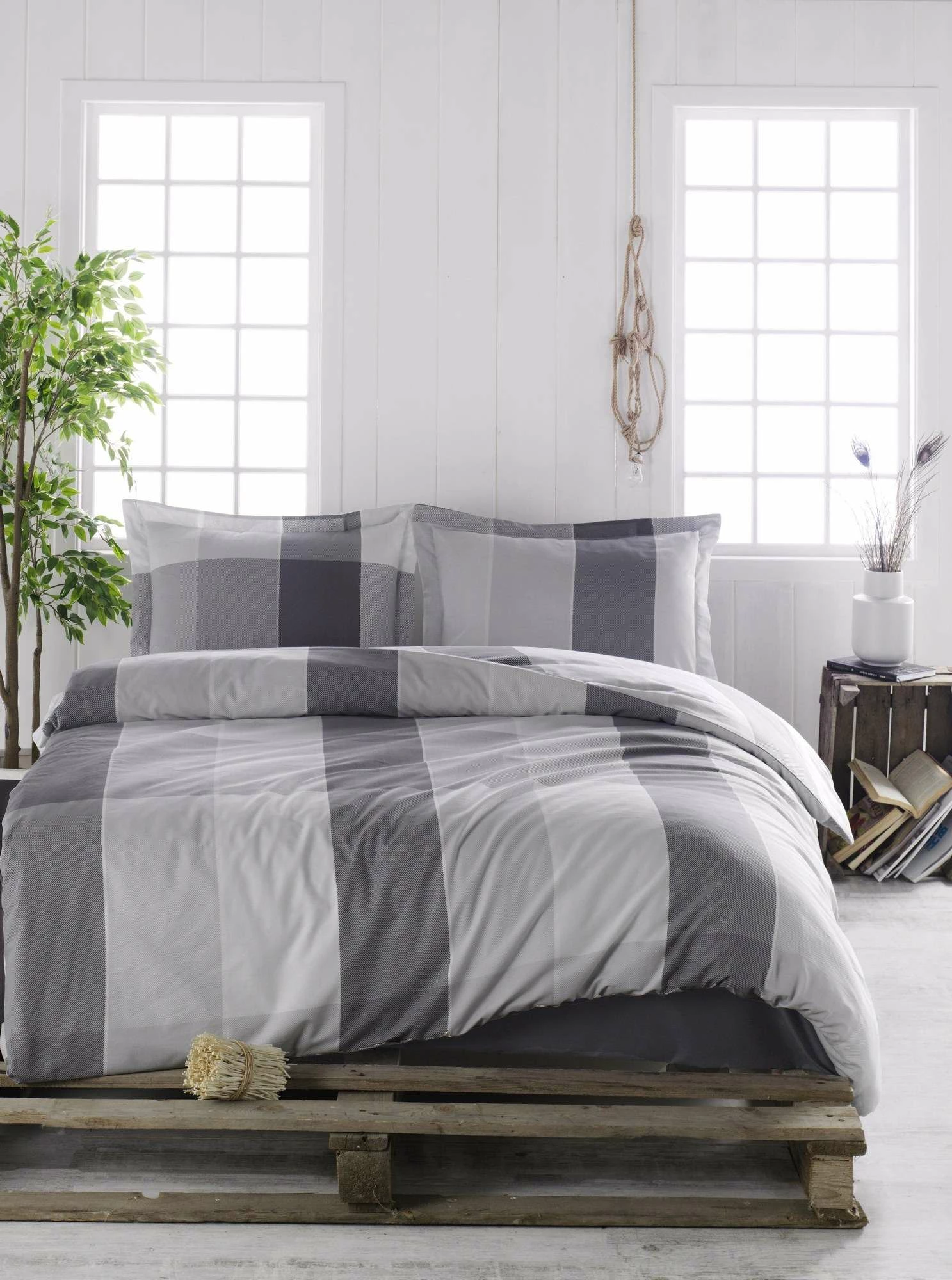 Set mbulesë për jorgan Super King, ngjyrë gri dhe antracit, L'Essentiel Linge de Maison, Clark
