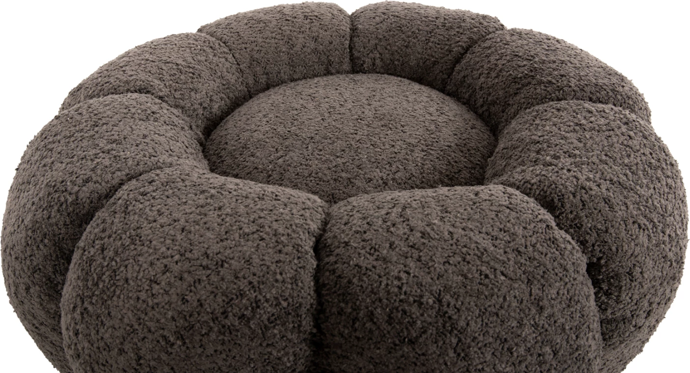 Karrige për bar KRIPP FH9602.01, gri boucle, bazë metalike e zezë, Φ60x31H cm