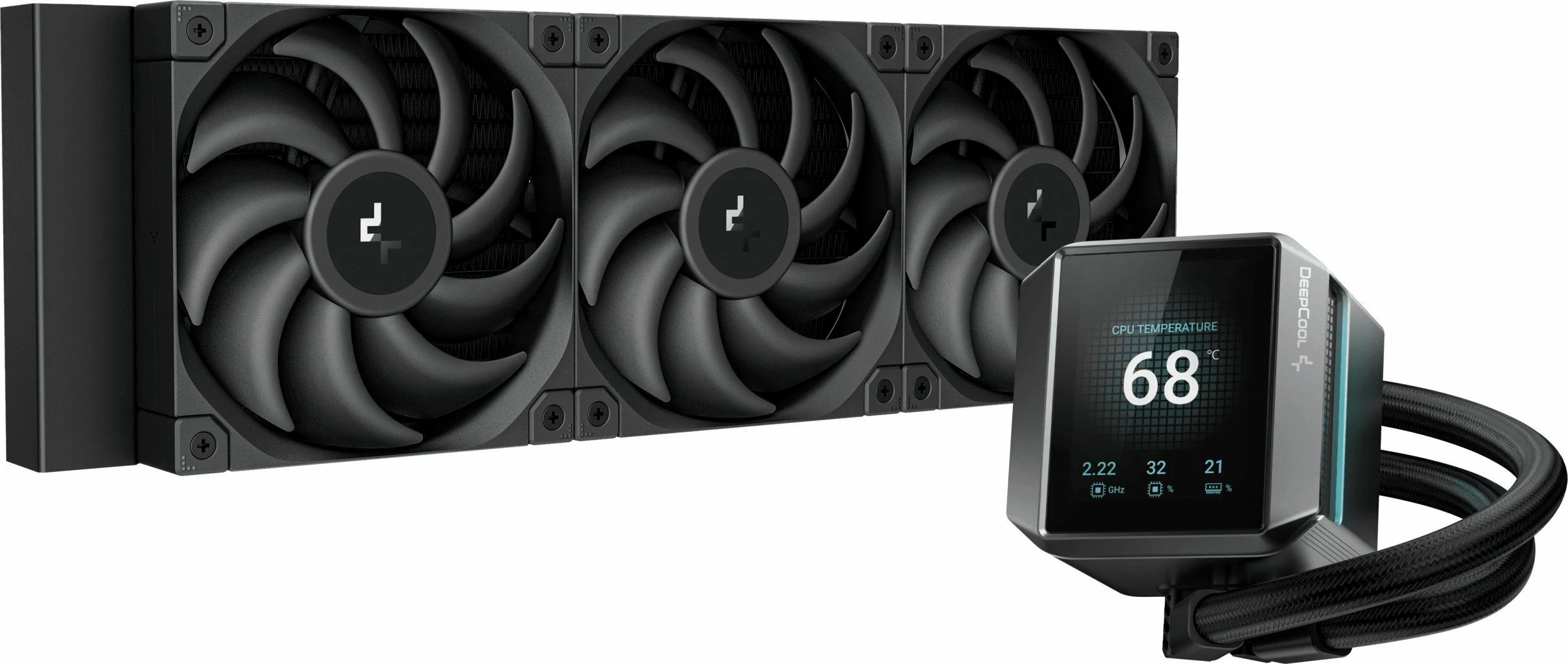 Ftohës uji AIO Deepcool Mystique 360, LCD 2.8\", ARGB, 3x120mm PWM, 360mm radiator, i zi