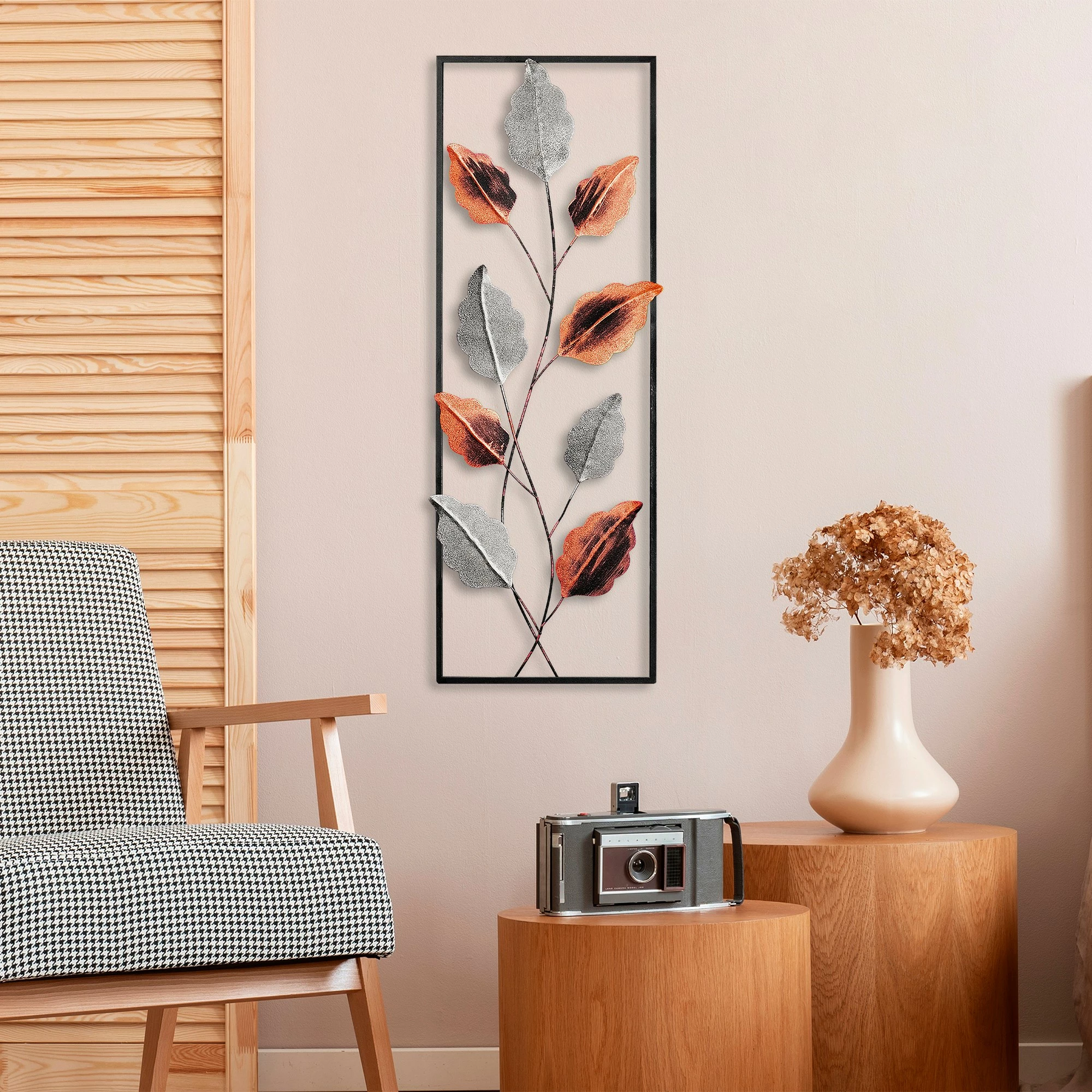 Aksesor dekorativ metalik për mur, Wallity Fagus, shumëngjyrësh, 32x90cm