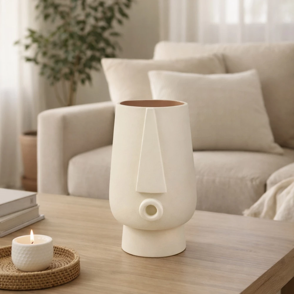 Vazo Fira, polirezine, ngjyrë fildishi, 12x11x18cm