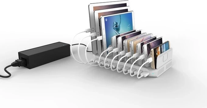 Stacion i karikimit Unitek 10x USB, i bardhë