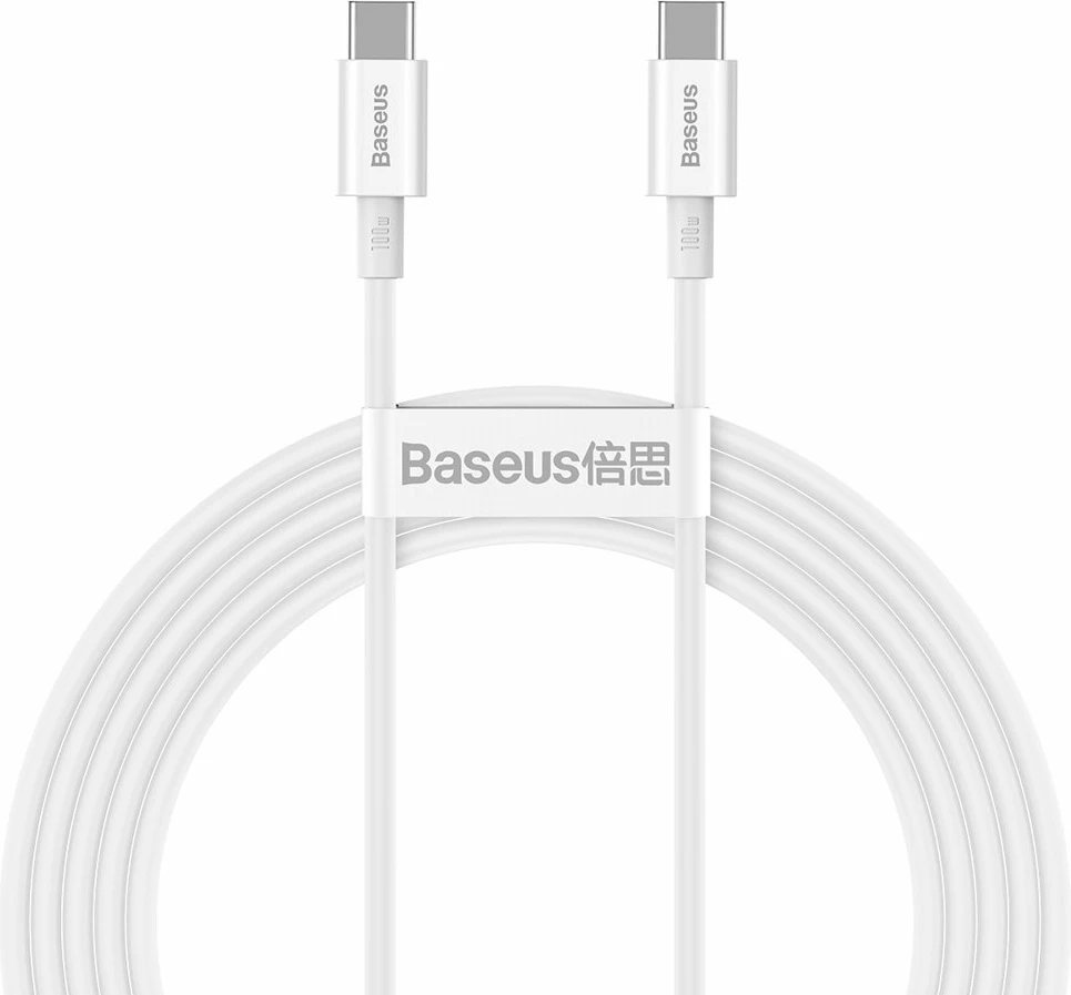 Kabllo USB-C në USB-C Baseus CATYS-C02, 2m, 100W, e bardhë