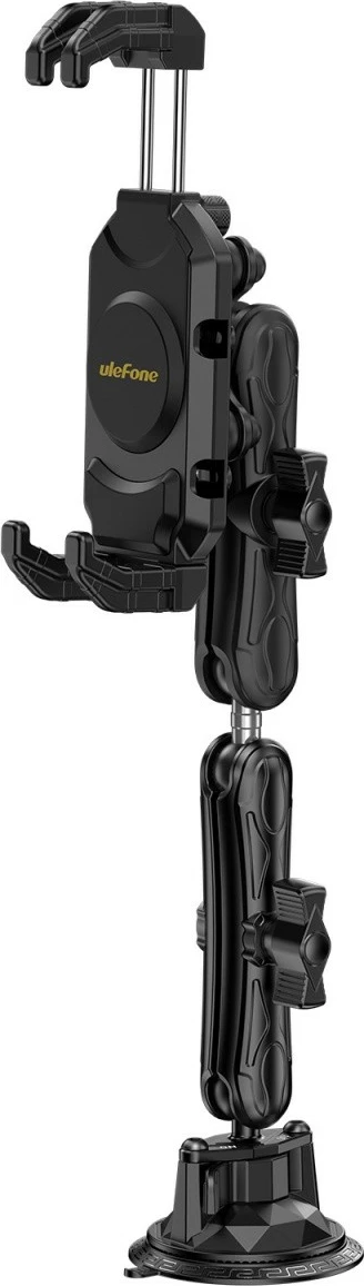 Mbajtëse makinës për tablet/telefon, Ulefone Armor Mount Max UF-AMMAX, kapëse vakumi 360° me krah teleskopik, alumini, pajtueshmëri universale, e zezë