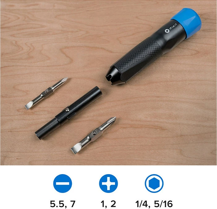 Kaçavidë iFixit IF145-552-1, set 4 copë, bit kryq/flat/spanner, e zezë