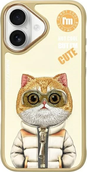 Mbështjellës Nimmy Cool&Cute 2.0 Cat për iPhone 16 6.1", khaki/jeshile