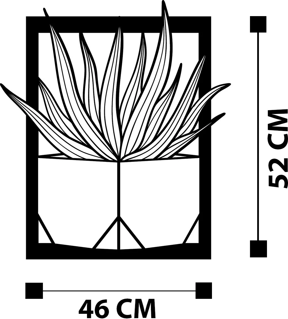 Aksesor dekorativ metalik për mur Wallity, Lagom, ngjyrë e zezë, 46x52cm