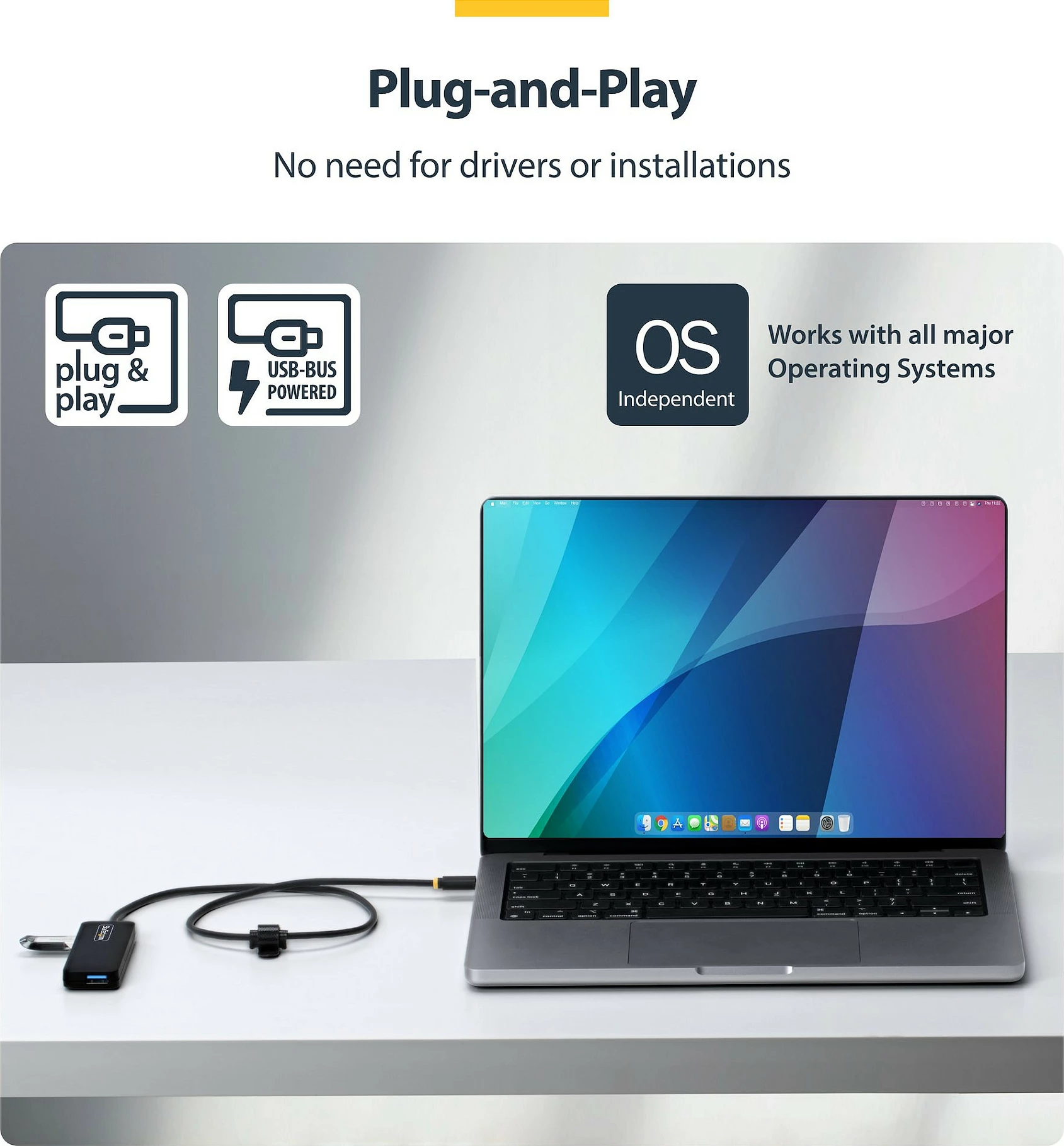 Hub USB-C StarTech 4-Port, 4x USB-A, 5Gbps, kabllo 61cm, i zi