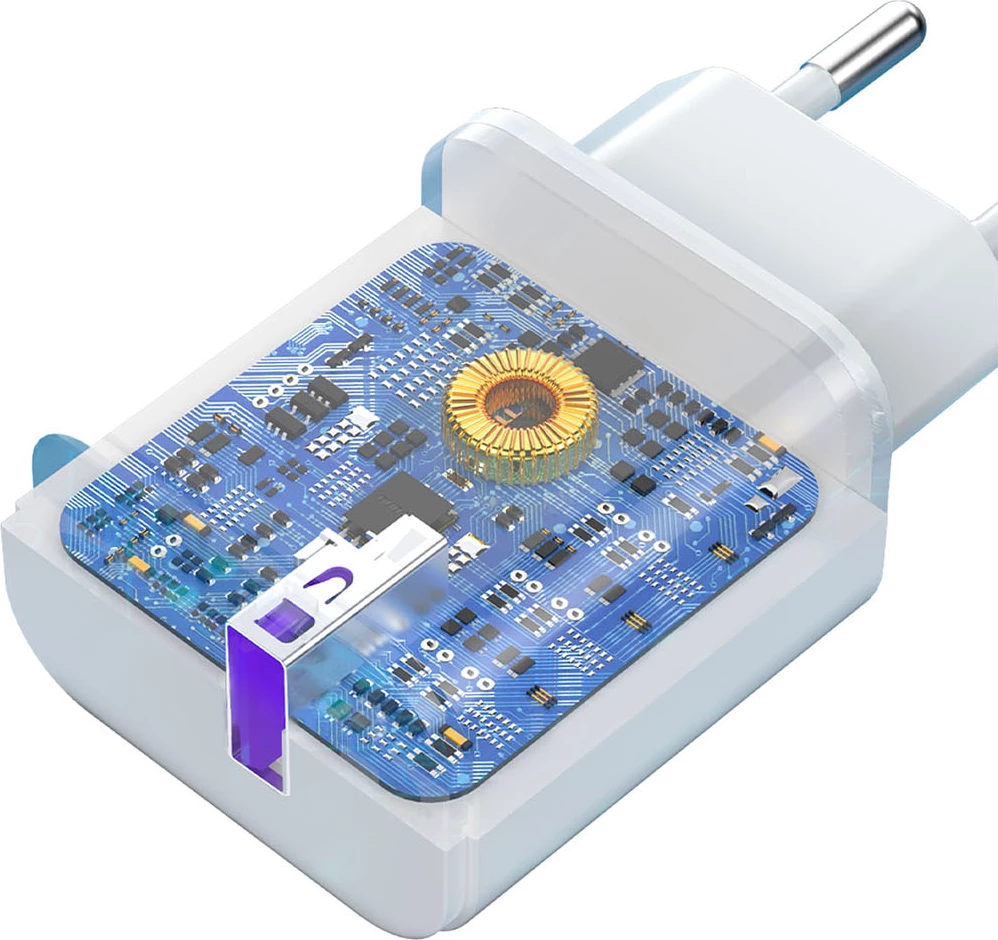 Karikues rrjeti Dudao A20EU me kabllo USB-A në USB-C, 18W, Bardhë