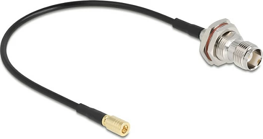 Kabllo antene DeLOCK 90724, RG-174, TNC femër në SMB femër, 0.2 m, e zezë/ari/argjend