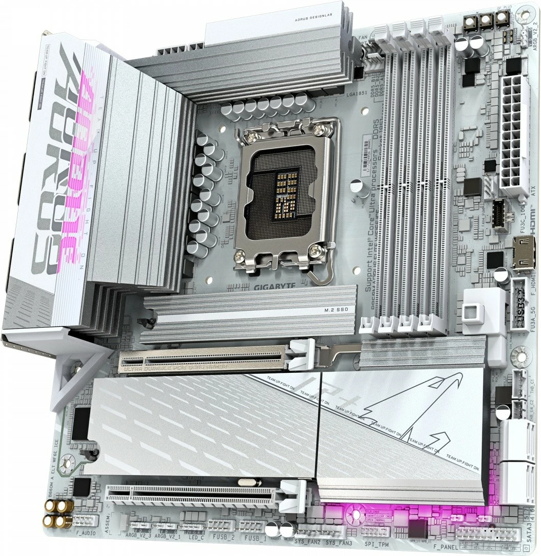 Pllakë amë Gigabyte B860M A ELT WF6E ICE, LGA1851, DDR5, Wi-Fi 6E, Bardhë