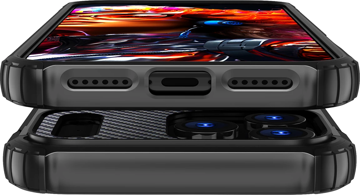 Mbështjellës Hurtel Hybrid Armor për iPhone 17 Pro, i zi