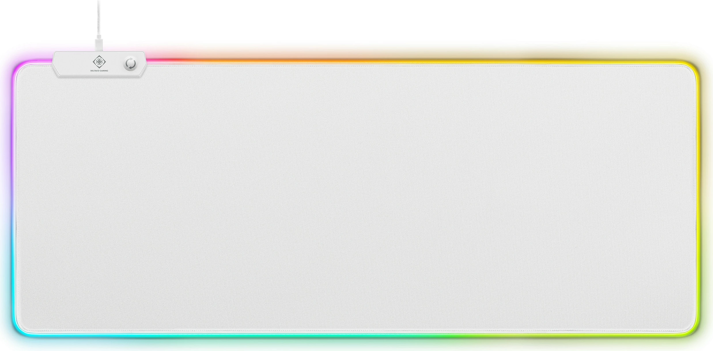 Mauspad gaming Deltaco Gaming GAM-079-W, RGB LED, 360mm, i bardhë