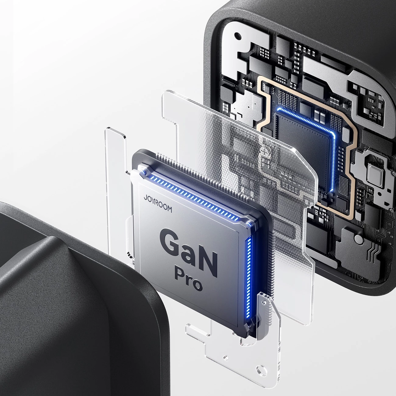 Karikues muri Joyroom JR-TO1 GaN 45W 3 porta (USB-C/Lightning/USB-A) prizë EU, i zi