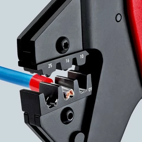 Vegël presimi Knipex Crimp-Systemzange, 200mm, kuqe/blu